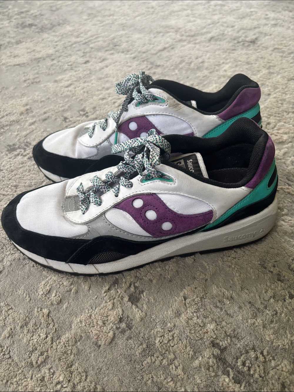 Saucony White Sneakers with Purple and Teal Accents